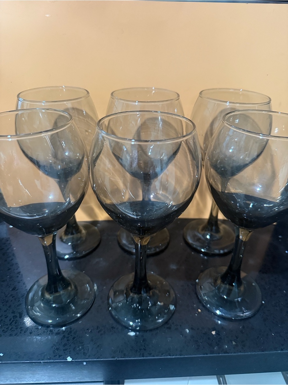 Libbey Smoked Gray Wine Glasses - Set of 6- 8”